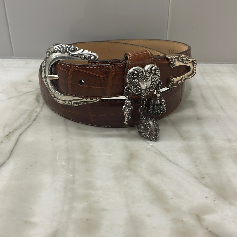 Brighton Vintage 90s Charm Belt Brown Croc